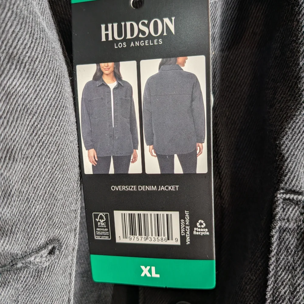 NWT Hudson Jeans Denim Jacket (Shacket)‎ Black Oversized XL - Picture 5 of 6